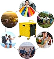 Vista 41 de FELICON SELORSS - Carrito plegable portátil con ruedas para subir escaleras y ruedas giratorias de 360°, mango telescópico, caja de plástico