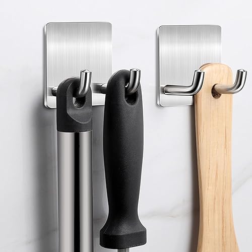 Miniatura 6 de Soporte para maquinilla de afeitar, ganchos autoadhesivos para toallas de baño, paquete de 4 ganchos de acero inoxidable para afeitar, ganchos de