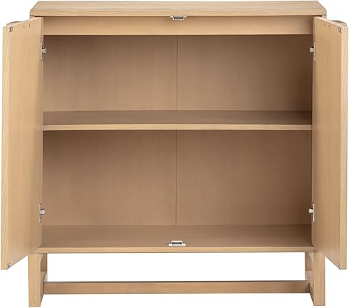 Vista 15 de Nathan James Enloe - Mueble de TV con puertas en un acabado rústico de madera de pino y base de metal dorado para pasillo, entrada o sala de estar