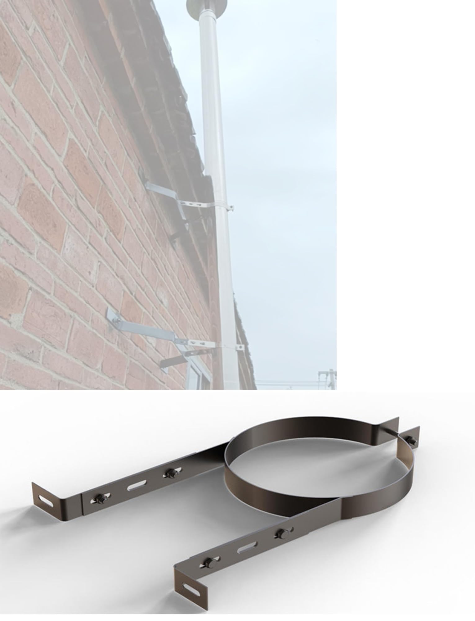 Soporte for chimenea, soporte ajustable for tubos de chimenea de acero inoxidable, abrazadera for revestimiento de humos y colgador de tubos for estufas for salas de calderas(Gray,10.6in/27cm)