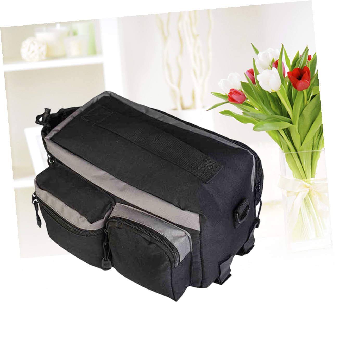 Gatuida Borsa Posteriore Per Bicicletta Capiente e Multifunzionale Con Laterali e Porta Bottiglia Materiale Resistente All Cinghia Per Spalla Facile Da Installare Nero