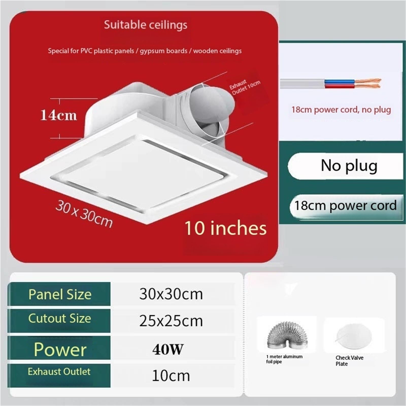 Extractor de techo for baño, ventilación silenciosa Garaje