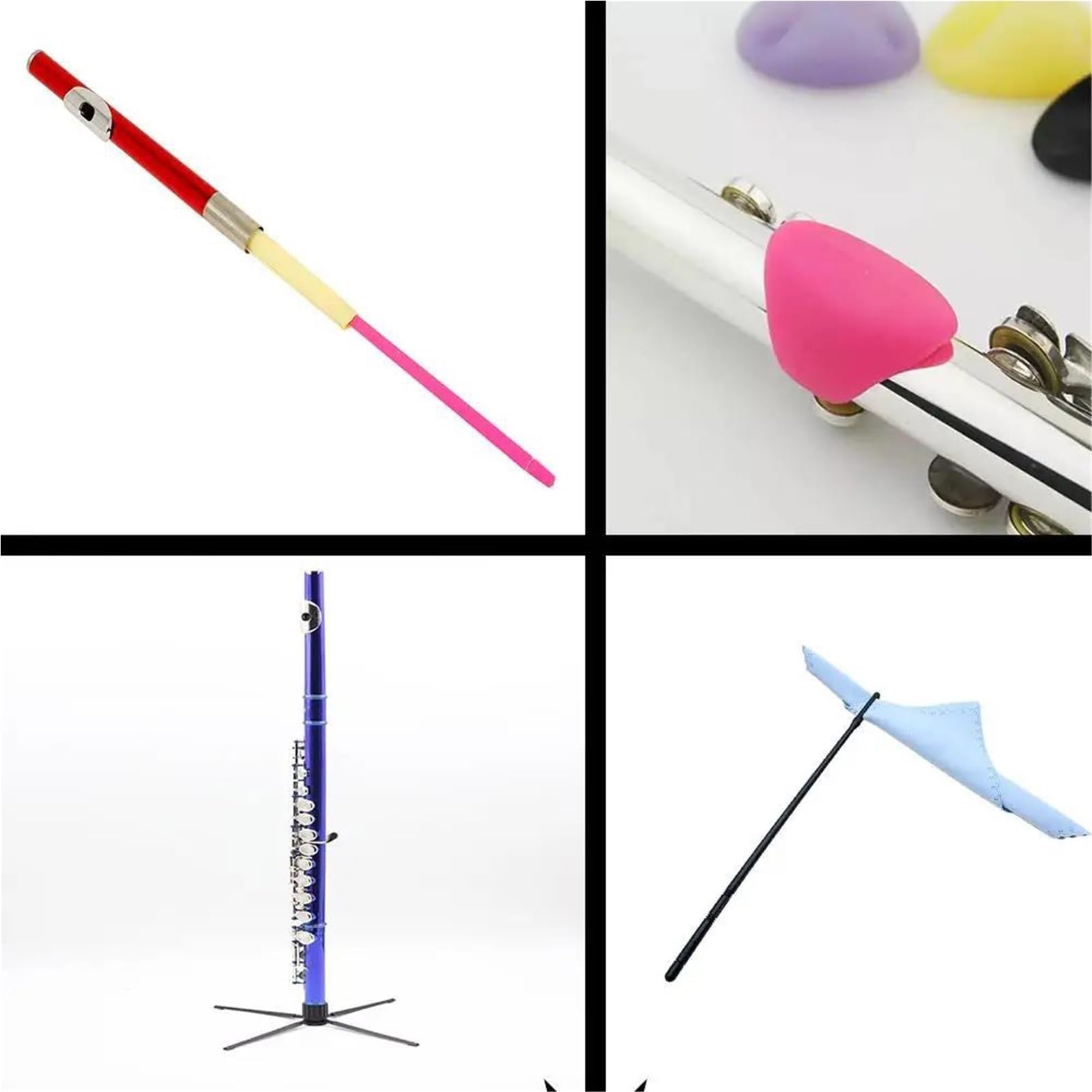 Classic Flet Poprzeczny 16 kluczowy instrument dla początkujących z zamkniętym otworem C Flet jest dostarczany zestawem uchwytów na rękawiczki(Red)