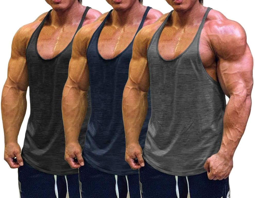 Men's Bodybuilding Stringer Tank Tops Y-Back Gym Fitness Workout Training Running T-Shirts Athletic Quick Dry Top