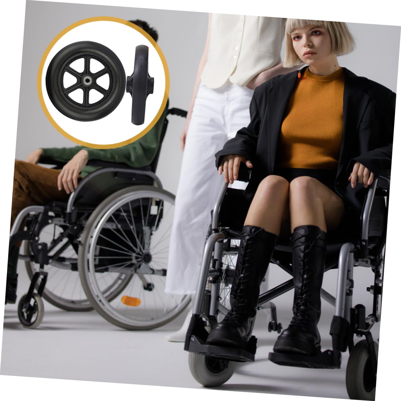 HAPINARY 2pcs Walker Caster Wheelchair Tires Wheel for Front Useful Front Wheel Wheelchair Caster Wheels Heavy Duty Wheelchair Wheels for Walker Practical Wheel Replacement Rubber Black