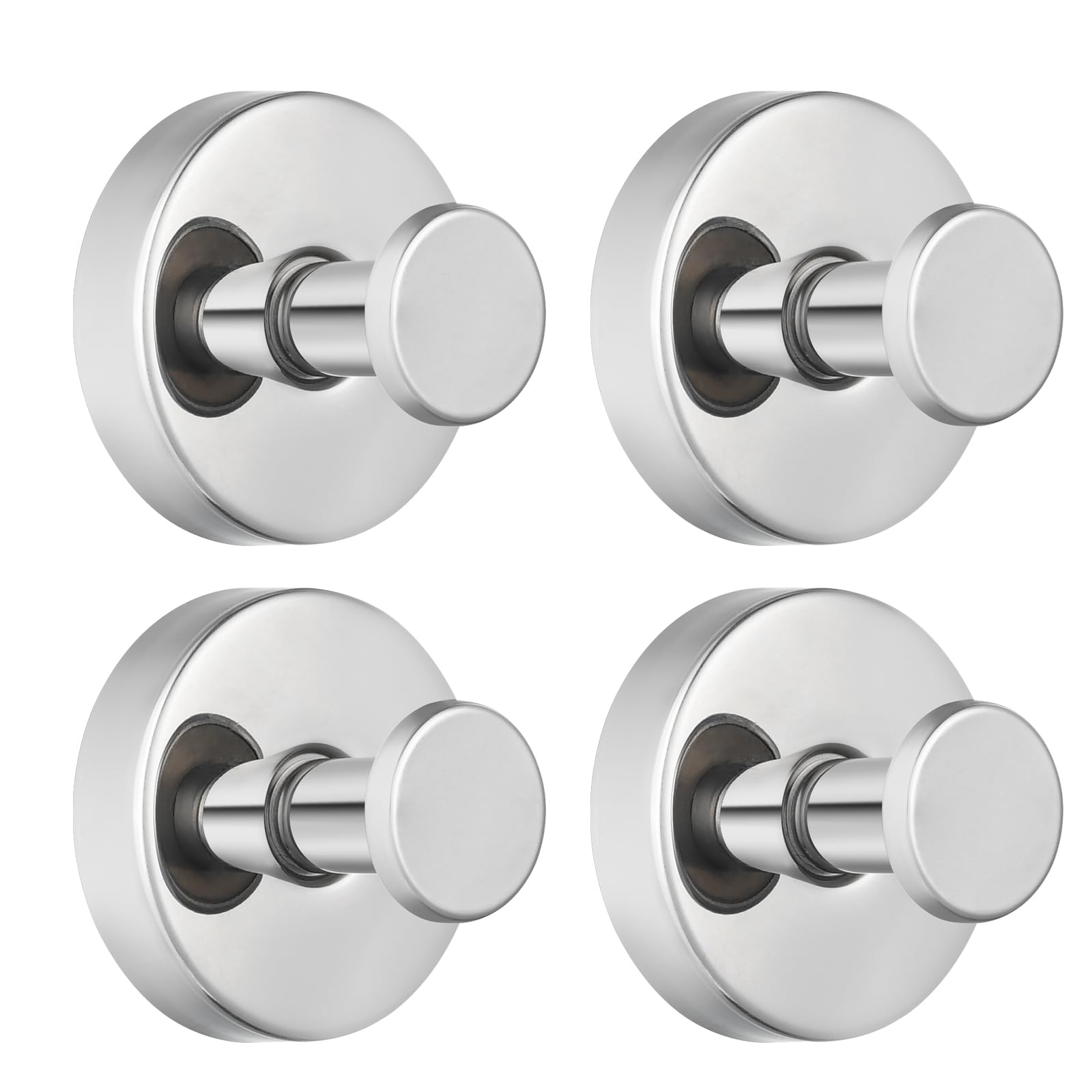 Heavy Duty Suction Cup Hooks, Extra Strong Stainless Steel Vacuum Hooks, No Drill Waterproof & Rustproof for Bathroom, Kitchen, Bedroom,Entryway β Hold Towel, Loofah, Robe, Wreath (Chrome 4Pack)