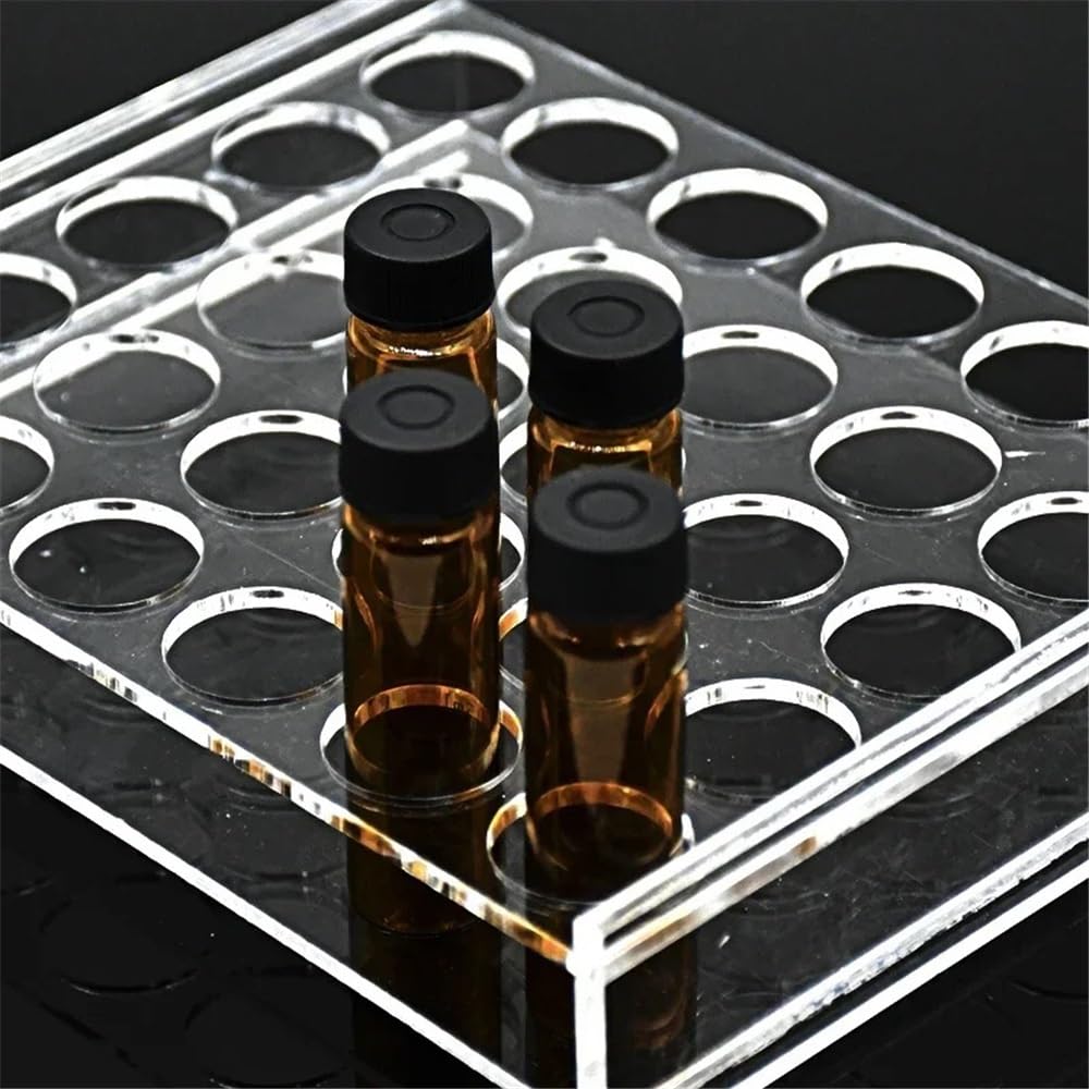 Cristalería de Laboratorio Rack for viales de 20, 40 y 60 ml. Soporte for 30 viales. Portabotellas de muestra de 28,5 mm de diámetro.