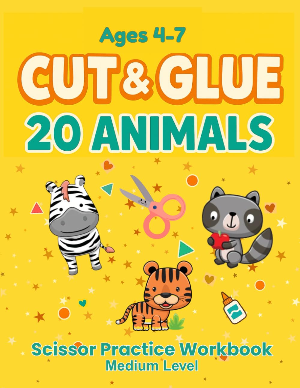 Scissor Practice Workbook: Cut and Glue 20 Animals. Crafts for Kids: Medium Level (Little Makers Cut & Glue Series)
