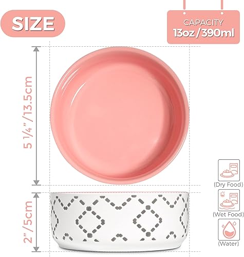 Miniatura 2 de Juego de 2 cuencos de cerámica para gatos (13 oz13.2 fl oz), lindo alimentador de comida y agua para gatos, sin estrés, apto para lavavajillas,