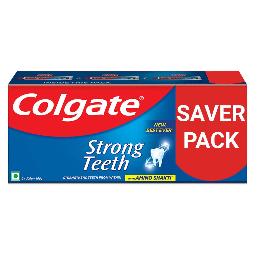 Colgate Strong Teeth Anticavity Toothpaste with Amino Shakti - 500gm (200gm - Pack of 2 with 100gm Free) (B01I17EOJ6) Amazon Price History, Amazon Price Tracker