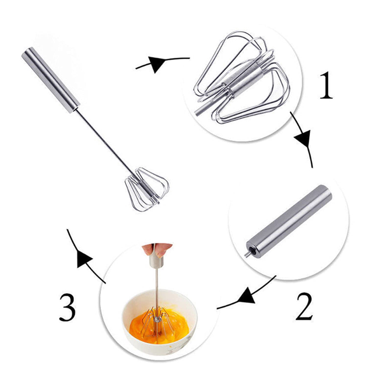 Ejoyous Schneebesen aus Edelstahl, 25,4 Cm, Halbautomatischer Manueller Mixer für den Küchengebrauch, Handschub-Design, Leicht zu Reinigen, für Eier, Saucen, Sahne, Teig, Hobbyköche, Bäcker (10 Zoll)