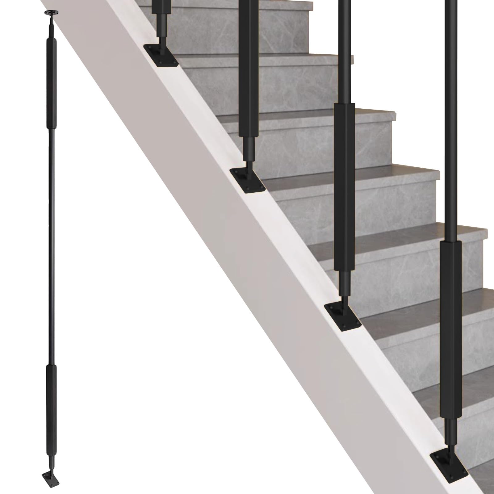Poteaux de rampe d'escalier en pente avec supports rotatifs 270°