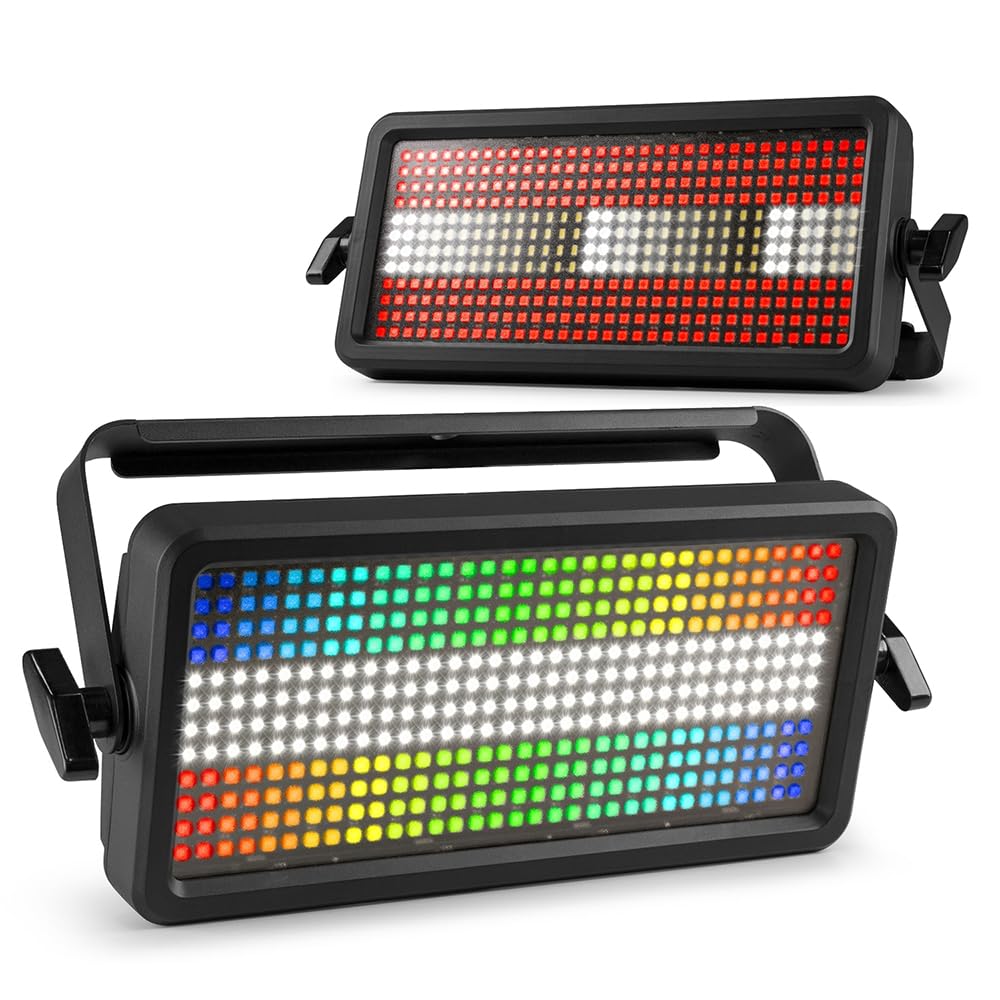 Beamz Black Bs384 Twin Pack Led Strobe Light, Stage Blinder & Wash Light System With 384 Smd Leds, Dmx Controlled Multi-Colour Output, Strobe Effect, Strobe Light For Concerts