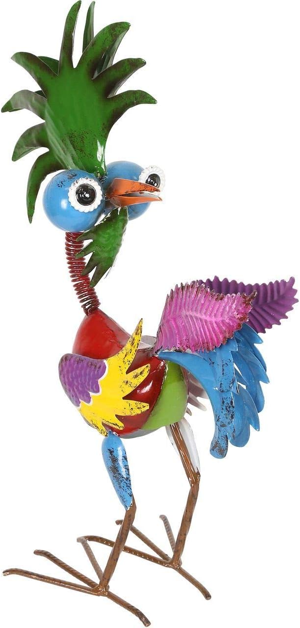 Alpine Corporation MZP390 Glossy Rooster Statue Outdoor Garden, Patio, Deck, Porch-Yard Art Decoration, 7" L x 16" W x 19" H, Multicolor