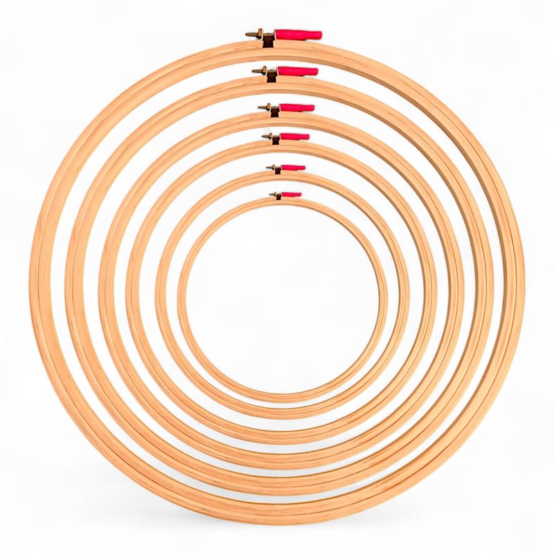 9,10,12,14,16,18 INCHS Embroidery Wooden Hoop(3 PLY, Pack of 6),Wooden Hoop Ring for Embroidery Kit,Wooden Embroidery Hoop Ring Frame,Wooden Frames for Craft Hoop Frame,Mini Wooden Hoop-image-9