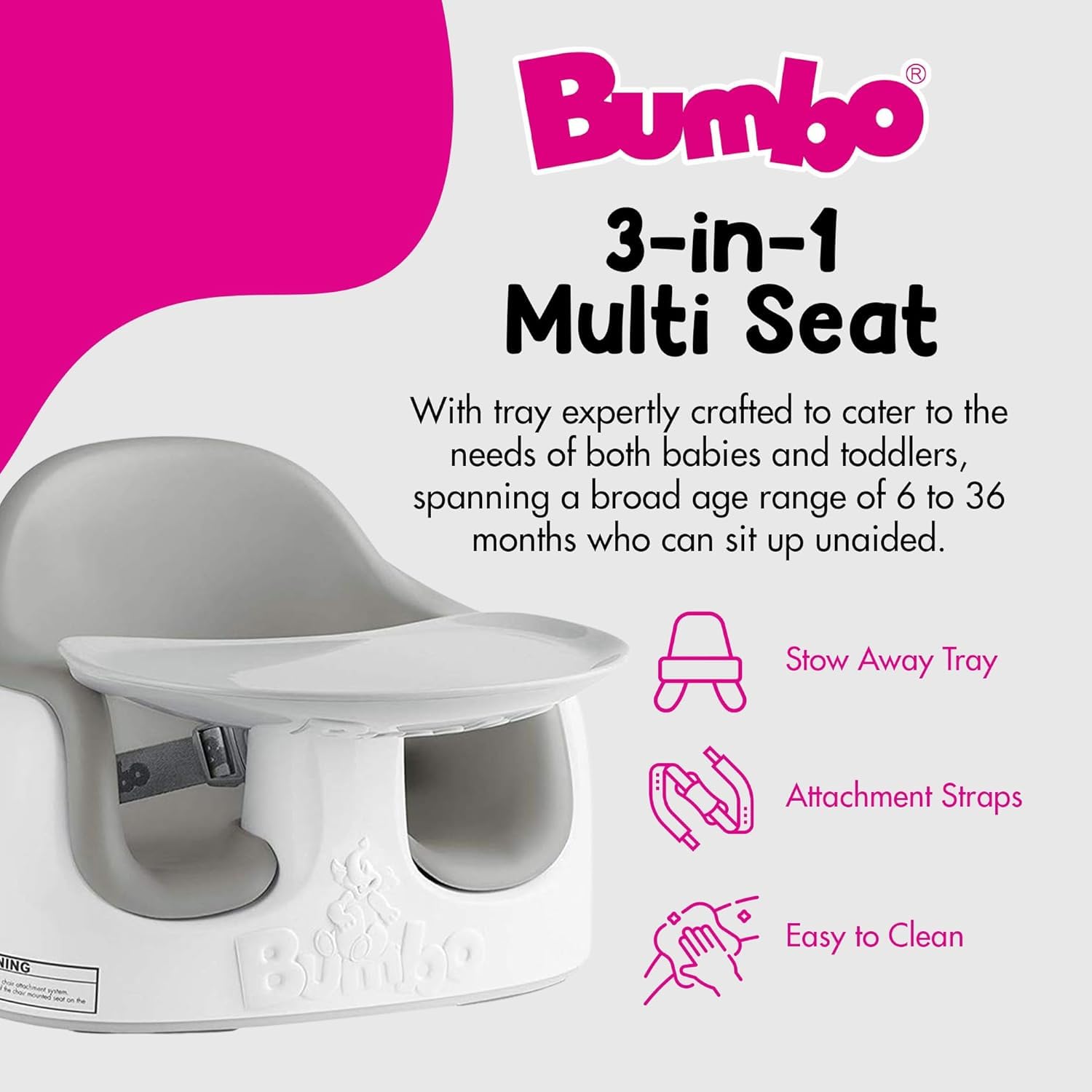 Bumbo 05502-07 Multi Seat Kindersitz Stuhlerhöhung Sitzerhöhung, grau, 2300 g