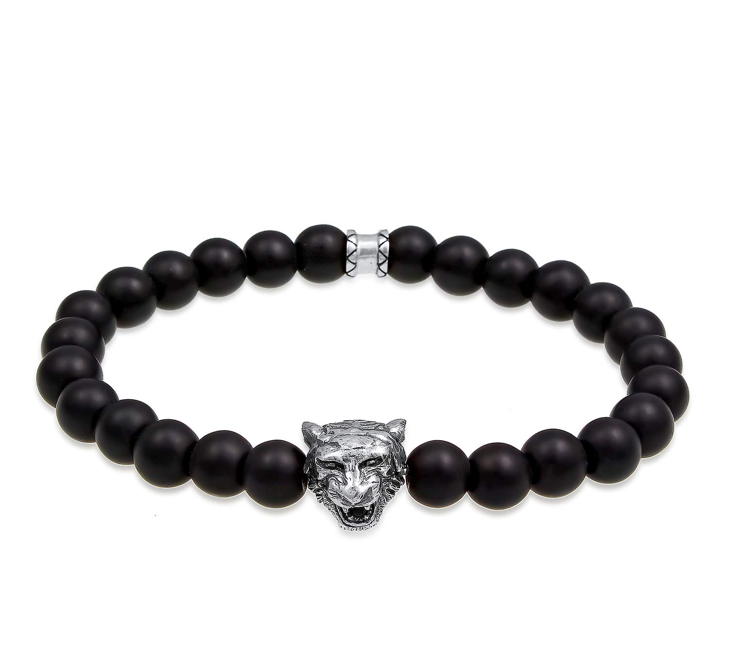 Kuzzoi Herren Steinarmband aus schwarzem Onyx Edelstein Perlen (8 mm)