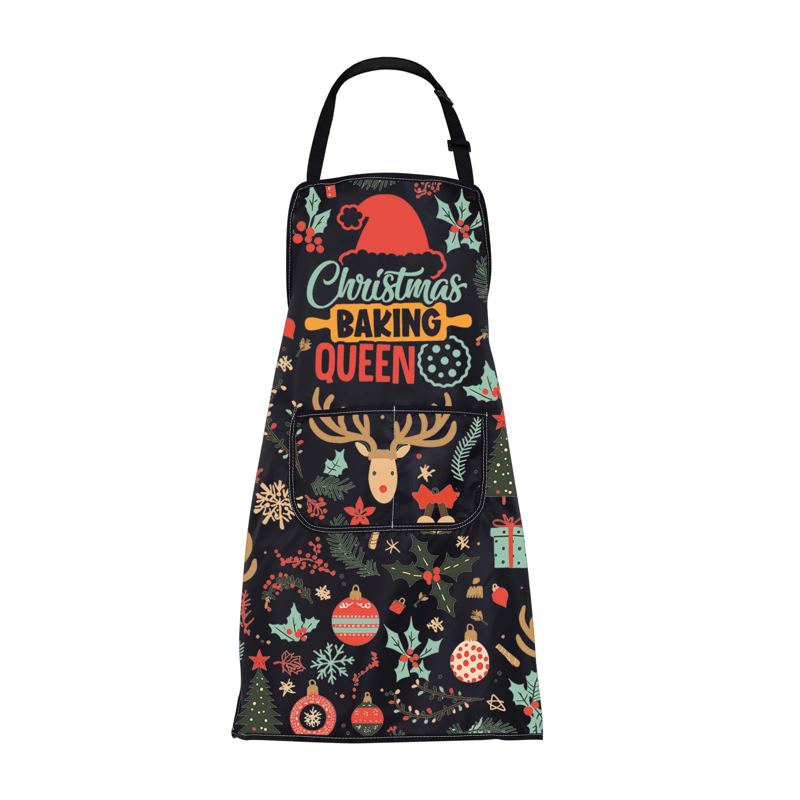ENSIANTH Delantales de Navidad para mujeres y hombres, delantal de cocina de Navidad con bolsillos, regalo de Feliz Navidad, delantal de chef para hornear