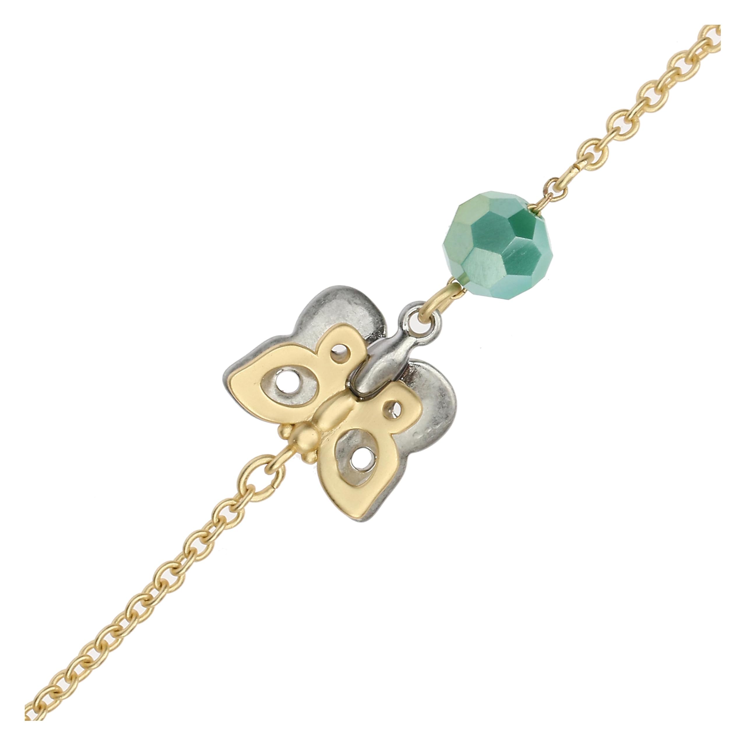 THUN - Bracciale con farfalla e perlina - metallo, vetro, resina - Collezione Dedicato a te - 16 + 3 cm