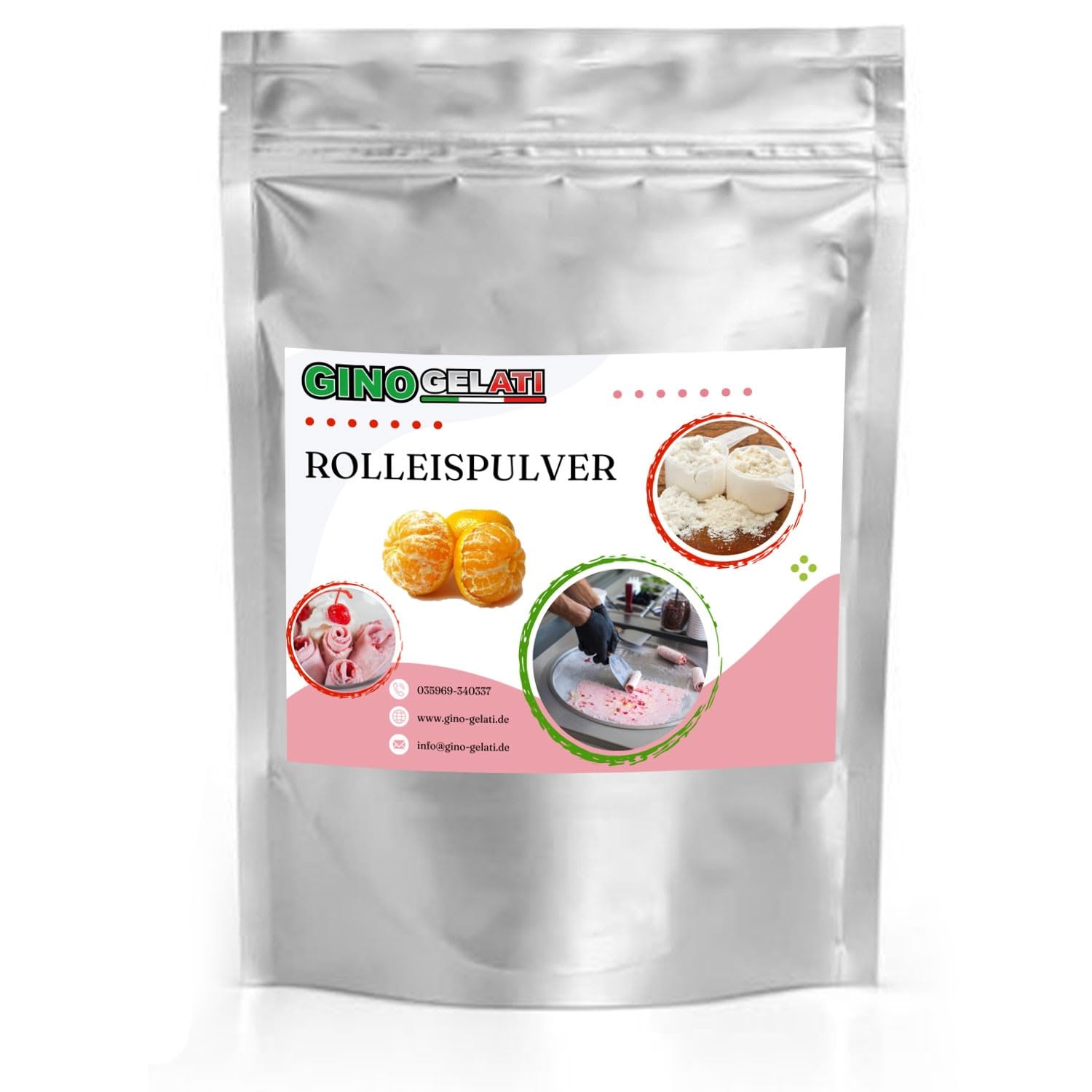 Gino Gelati Rolleis Pulver mit fruchtigem Geschmack, verschiedene Varianten und größen, tropisches Eis, Made in Germany, schnelle und einfache Zubereitung (100 Kg, Mandarine)