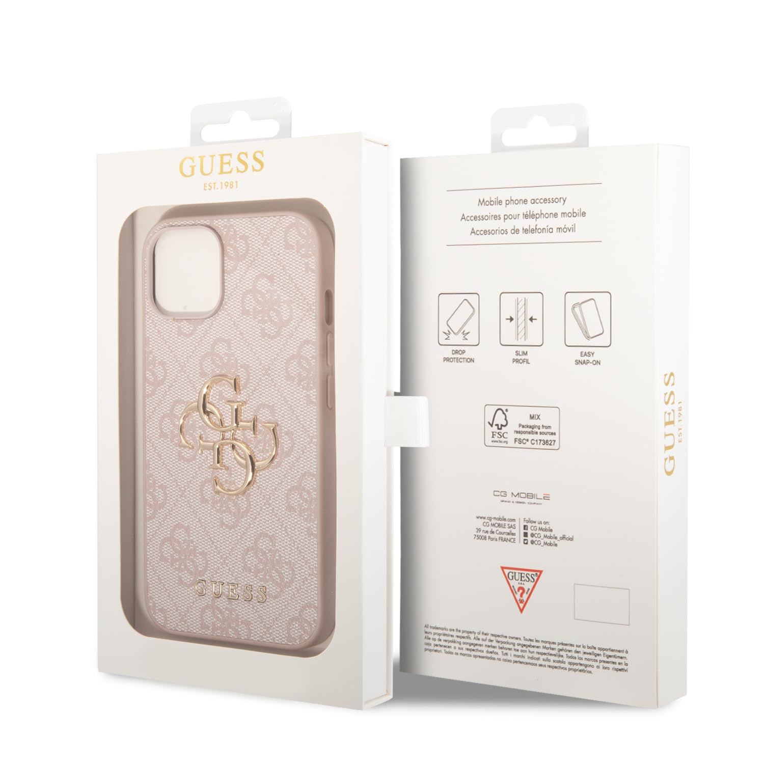 GUESS GUHCP15S4GMGPI Custodia rigida iPhone 15 6.1" con logo Big Metal