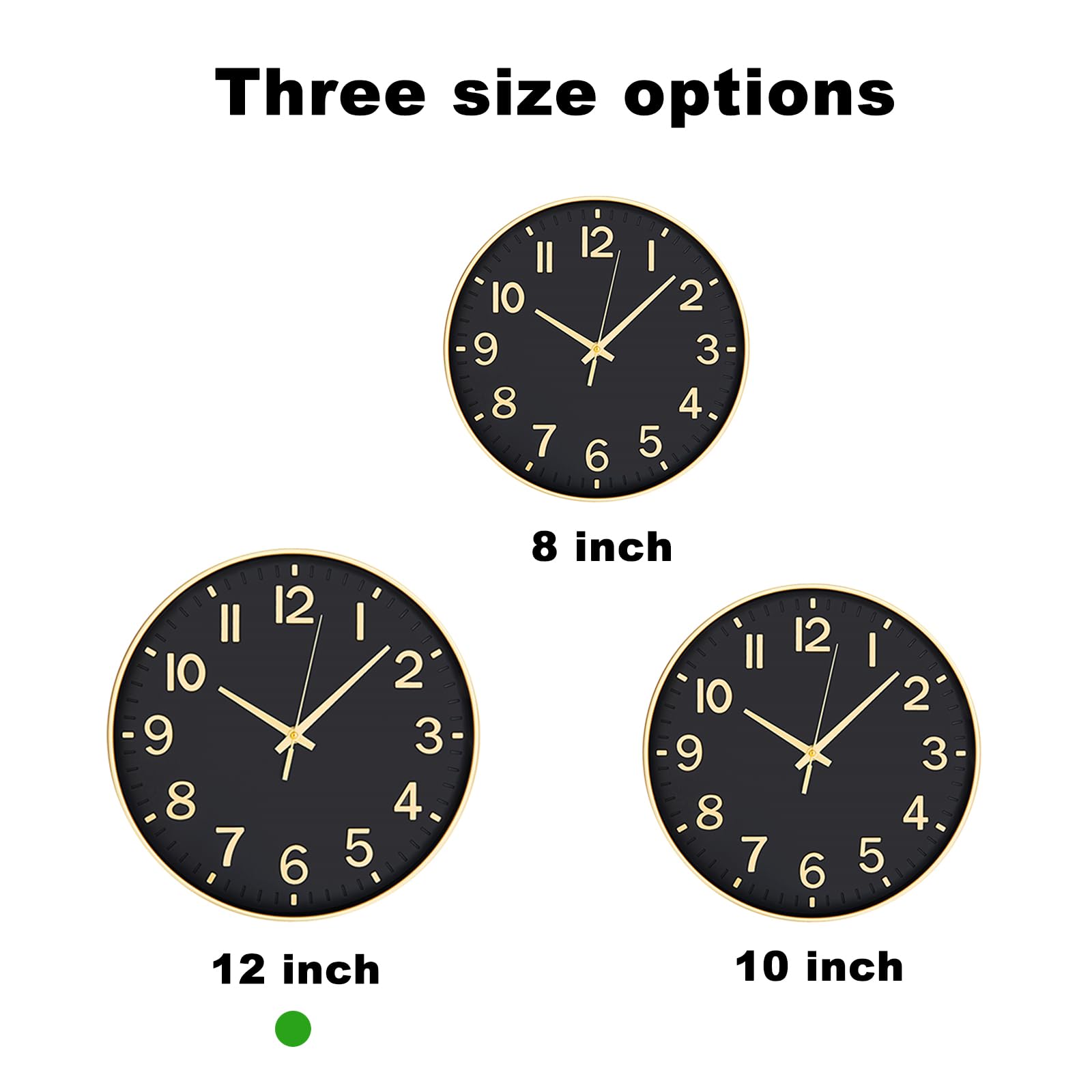 HZDHCLH Wall Clock 12 Inch Silent Non Ticking Quartz Modern Decorative Clock for Office Classroom Home Living Room Bedroom(black gold) - Image 4