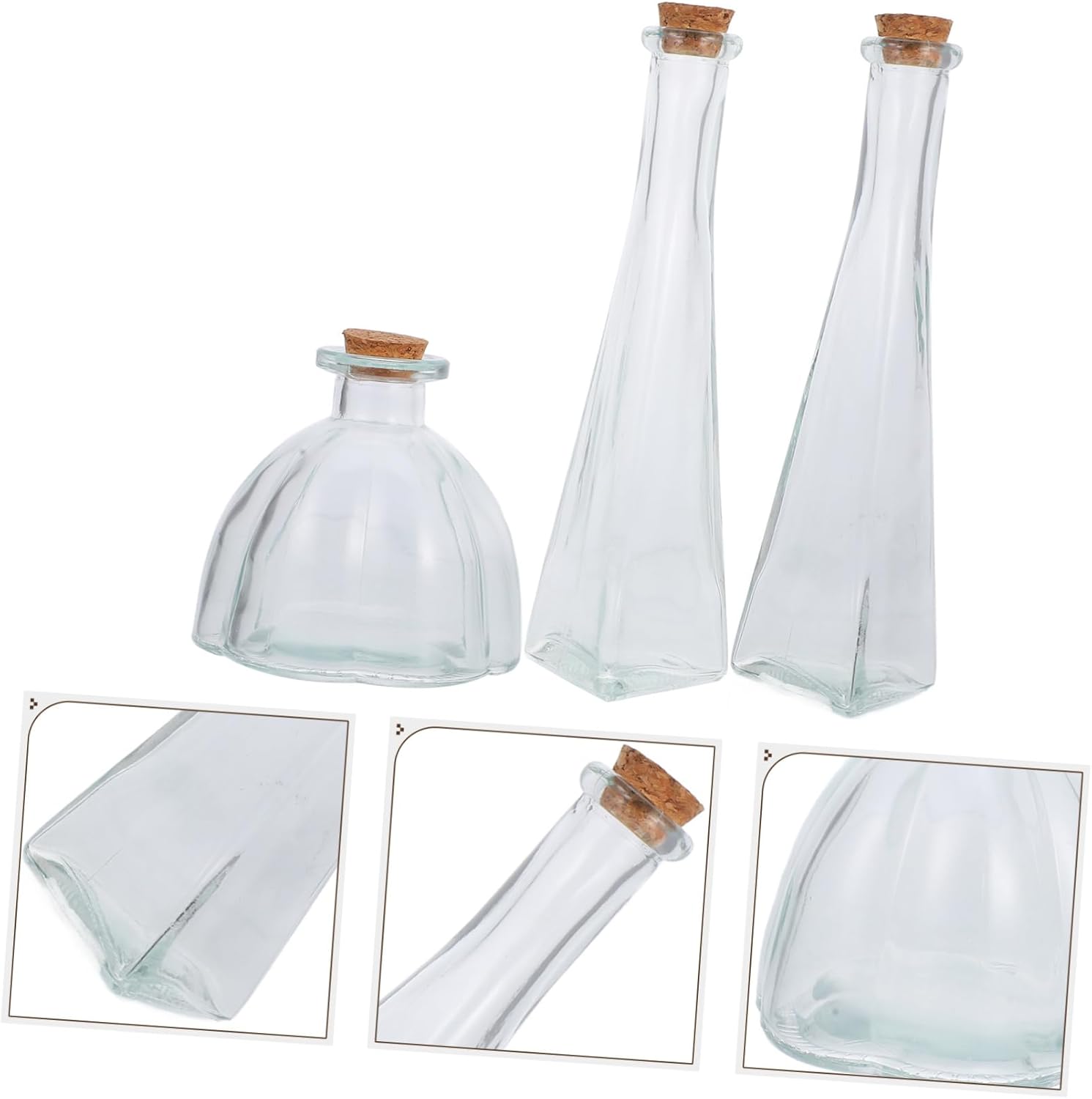 3pcs Decorative Glass Honeymoon Sand Ceremony Keepsake Jar with Corks for Wedding Bridal Shower Engagement Symbolic Memory Bottles for Sand Art and Wedding Favors