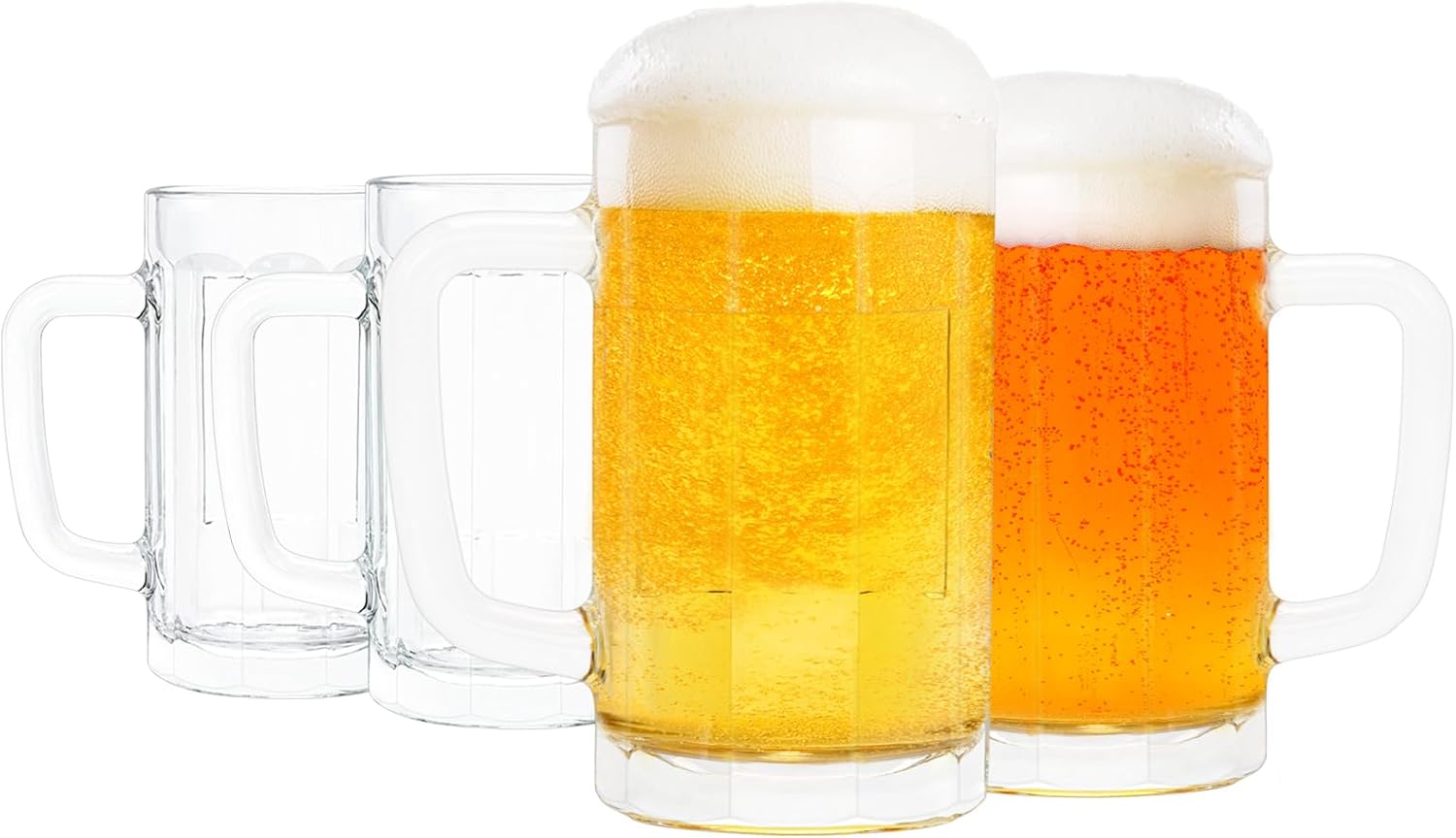 4 Pack Heavy Beer Glass Mug 16oz Beer Mug, Large Beer