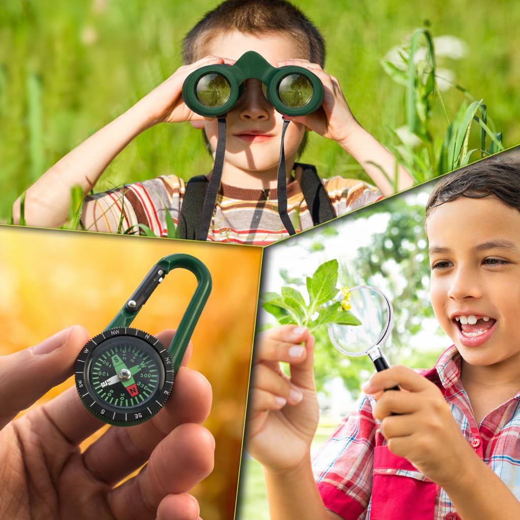 Binocolo Bambini - Regalo ottimale per bambino e bambina - Forte ingrandimento 8X21 - Set Esploratore Completo con Lente d'Ingrandimento e Bussola - Giochi per bambino e bambina di 3-12 anni