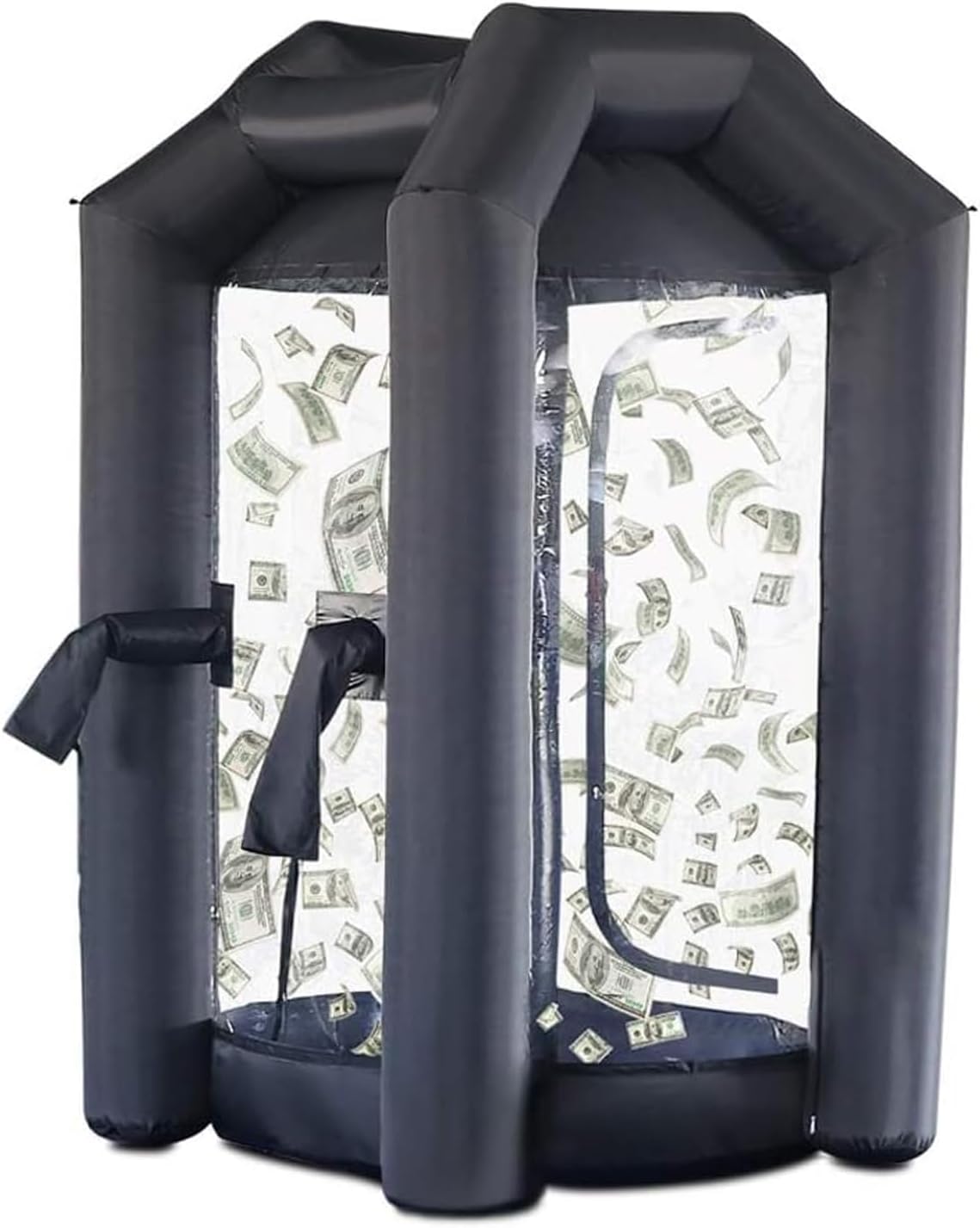 SAYOK Inflatable Money Machine Booth Inflatable Cash Cube Machine with 750W Air Blower for Event, Promotion (4.92' x 4.92' x 8.2' Black)