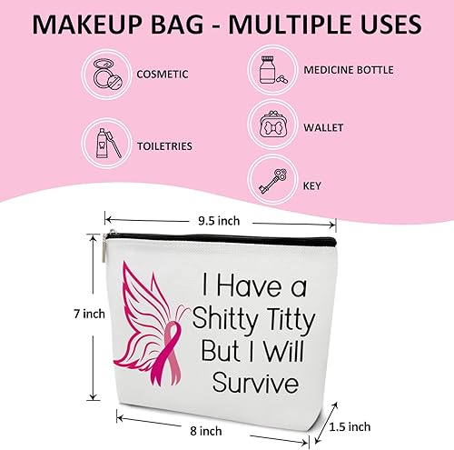 Miniatura 2 de Bolsa de maquillaje para mujer, regalo de concientización sobre el cáncer, regalo para sobrevivientes de cáncer de mama para ella, regalo de apoyo