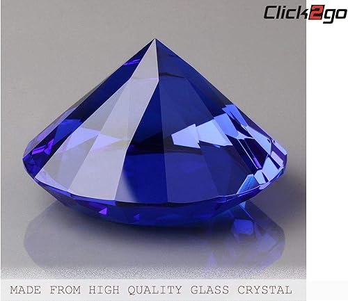 Miniatura 4 de CLICK2GO Pisapapeles de cristal en forma de diamante azul oscuro de 4.724 in - Decoración de oficina en casa y decoración de recuerdos de boda con