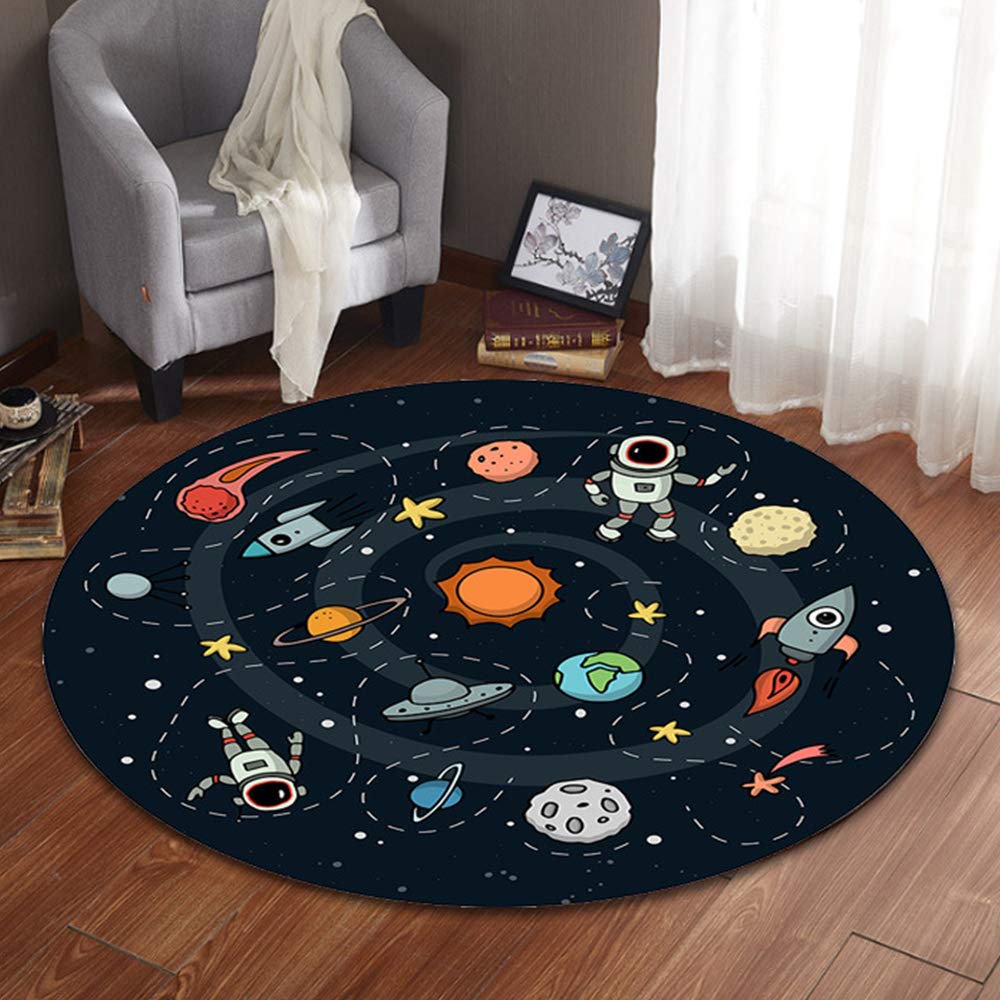 Redonda Alfombra Infantil Bebe, Morbuy Moderno 3D Manta de Antideslizante Salon Cocina Exterior Yoga Decorativo Dormitorio Baño Picnic Fácil de Limpiar (100x100cm,Galaxia)