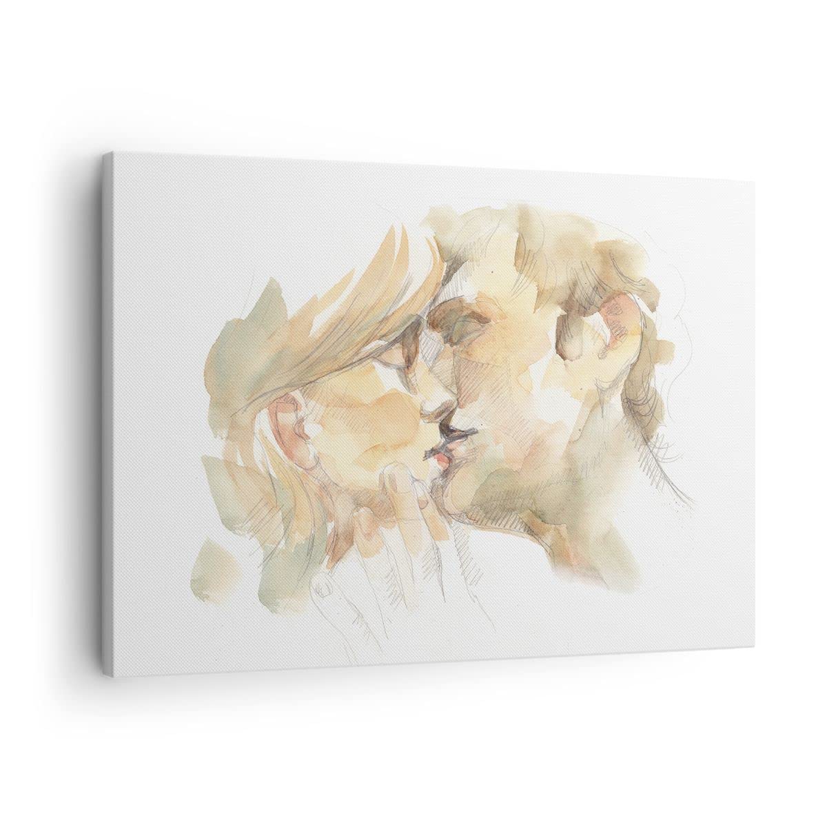 ARTTOR Lienzos decorativos Beso Pareja Amor Cuadro Sobre Lienzo Moderno 70x50cm Cuadros Decoracion Salon Dormitorio Cocina Cuadros Pared Imágenes Wall Art Prints Decor Canvas AA70x50-5005