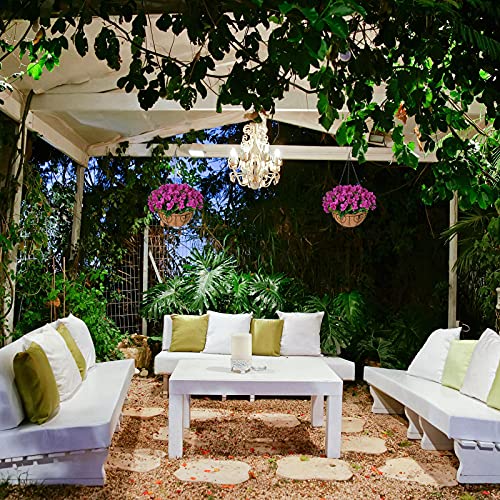 Artificial Flowers Hanging Basket, Fake Hanging Plant Silk Bougainvillea Flowers, Faux Flower Arrangement For Outdoor Indoor Garden Yard Pouch Patio Indoor Home Decoration (Purple) #TOP6