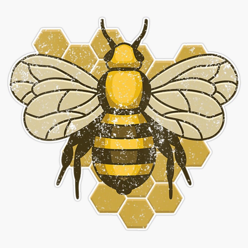 Womens Retro Beekeeper Beekeeping Bumblebee Vintage Save The Bees V-Neck Sticker Vinyl Waterproof Sticker Decal Car Laptop Wall Window Bumper Sticker