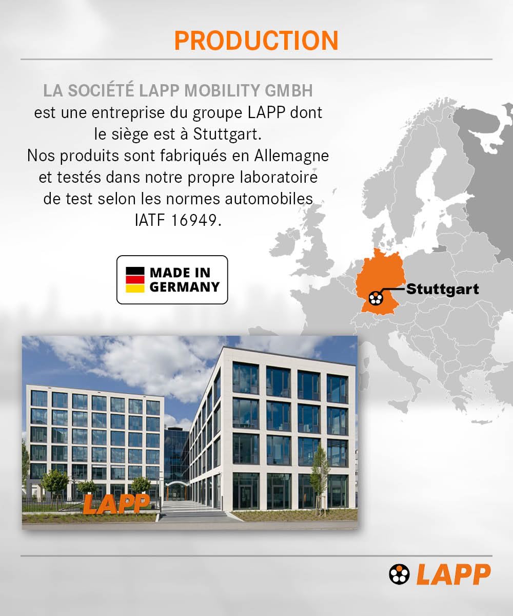 Lapp Mobility Cable Recharge Voiture Électrique 5m Type 2-22kW, 32A, Mode 3 - Câble de Recharge Type 2, Chargeur de véhicule électrique, Résistant à l'eau IP55, Fabriqué en Allemagne - 5m Orange