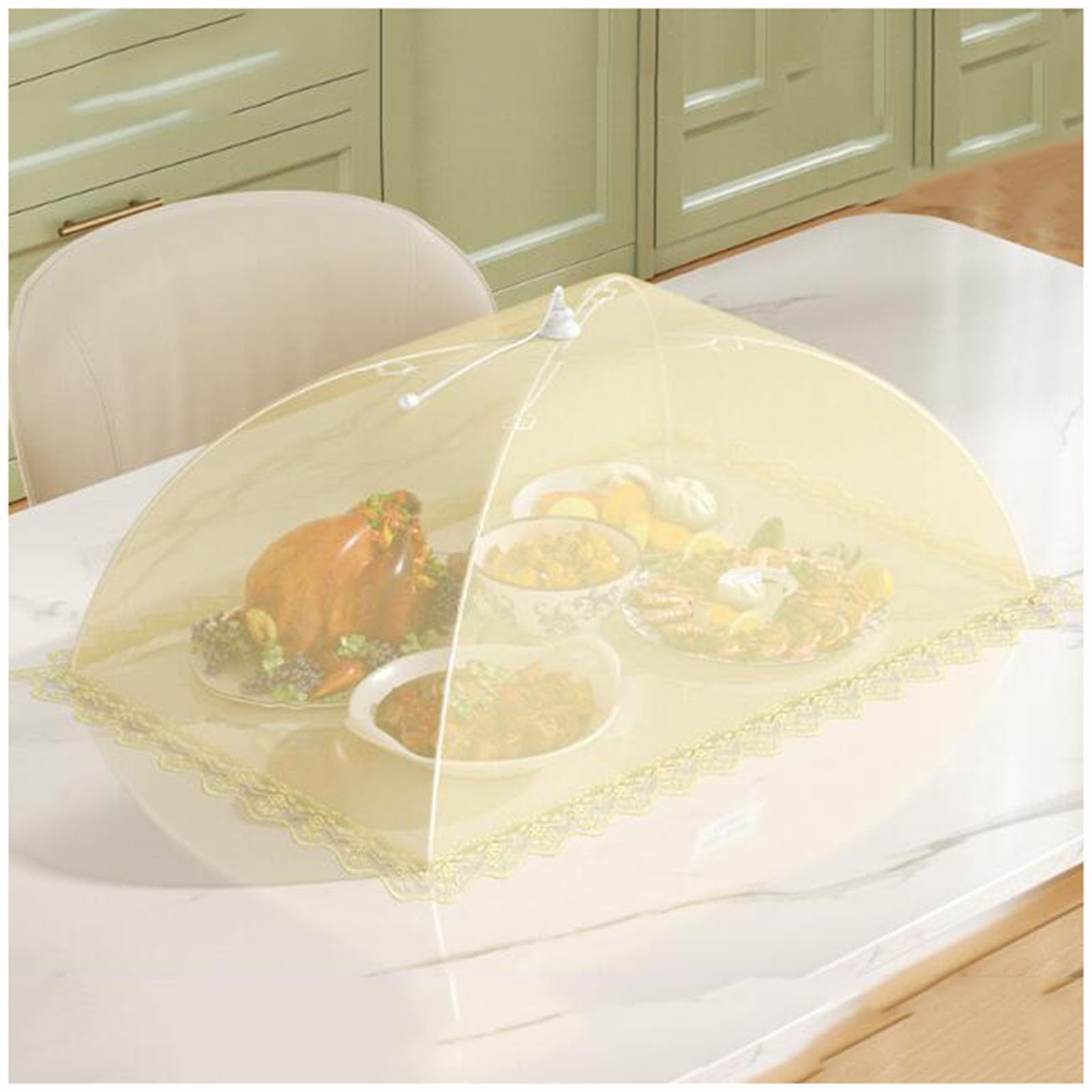 Grand couvercle alimentaire pliable en maille pour barbecue, buffet, camping, pique-nique – couvercle alimentaire durable et pratique, 60 x 40 cm, parfait pour les réunions en plein air