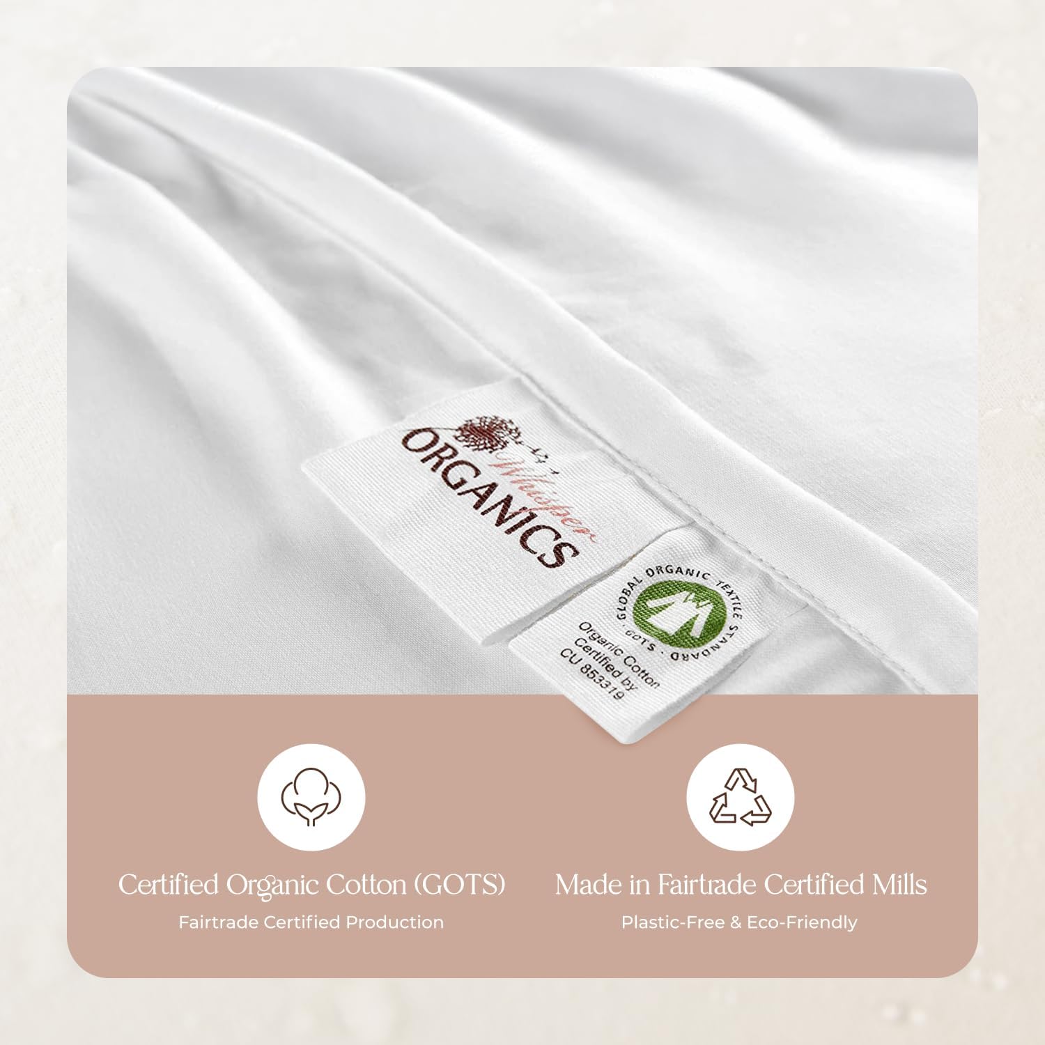 Whisper Organics 100% Cotton Organic Quilted Mattress Pad Protector