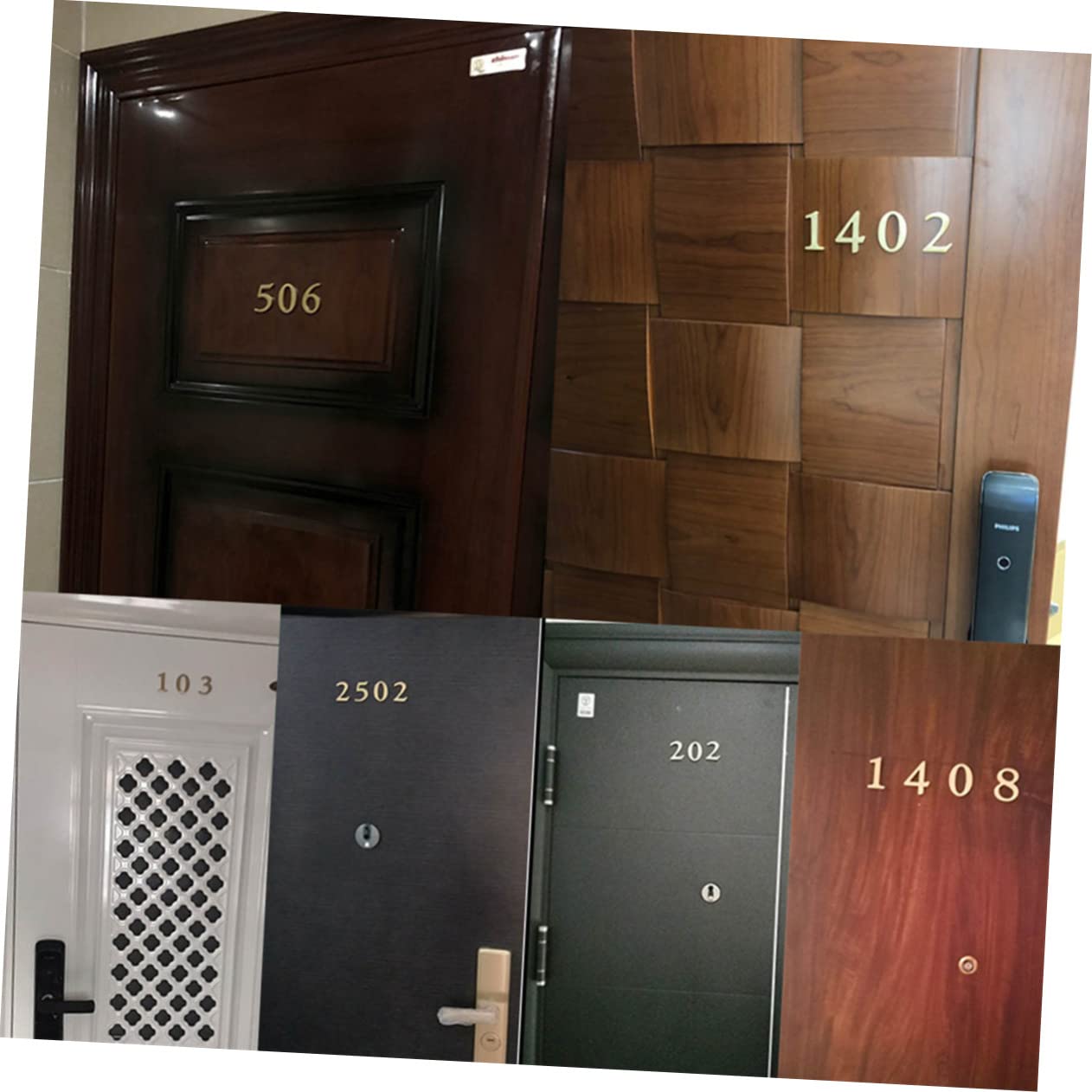 ARTIBETTER Lot De 5 Numéros De Porte De Chiffres D'adresse De Maison En Fonte Moderne Autocollants Dorés De 5 Cm Pour Séparation 10 Pièces X 5