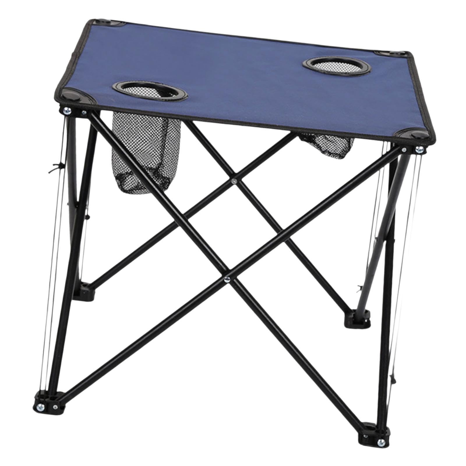 kowaku Table de Camping Pliable Multifonctionnelle pour Extérieur avec Porte-gobelets Ossature Métallique Solide Tissu Oxford Rangement Facile, Bleu