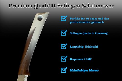 Miniatura 5 de SMI - Juego de 6 cuchillos de pelar con borde dentado, cuchillo para verduras, cuchillo de frutas, cuchillo de cocina fabricado en Solingen Alemania