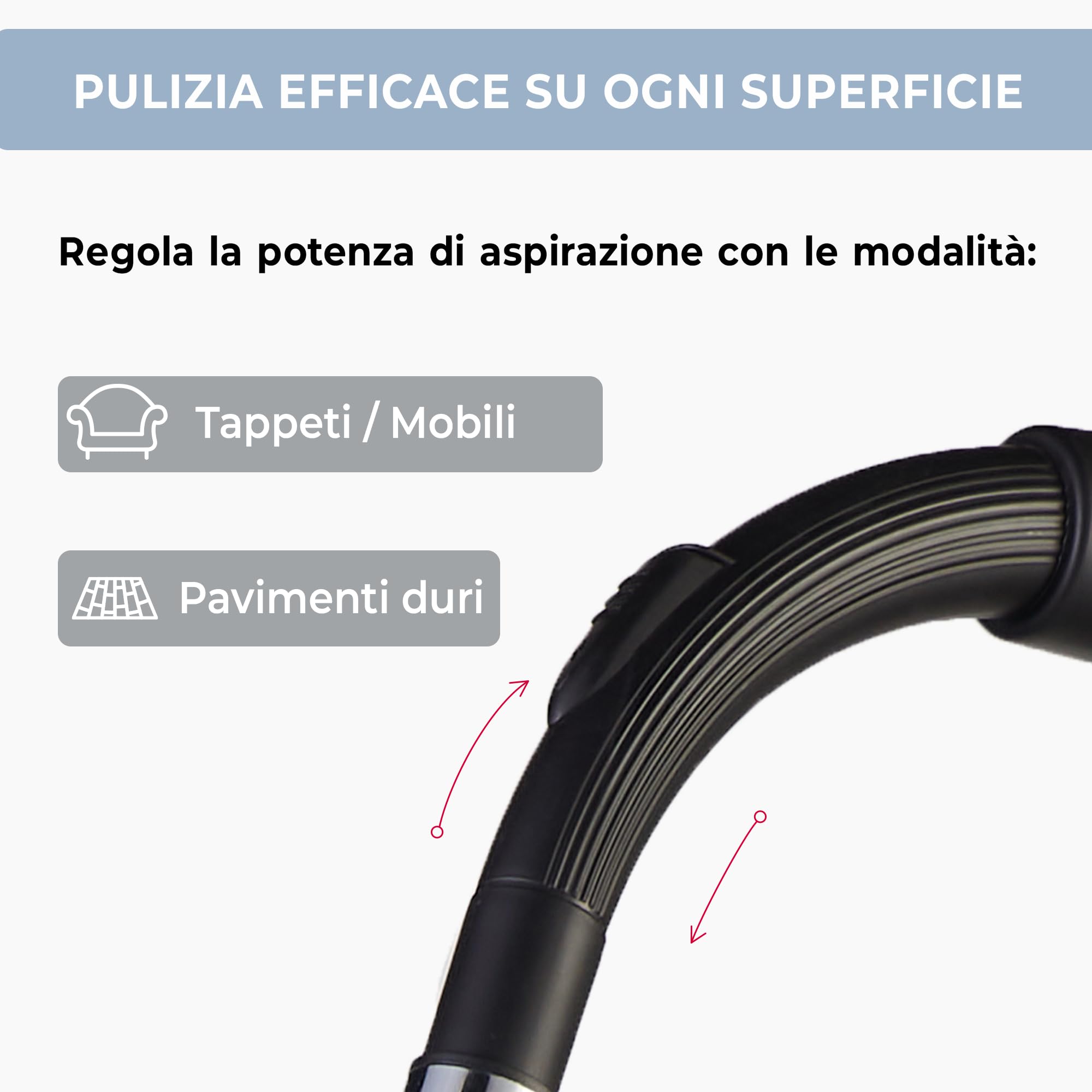 EFFEKTIV Aspirapolvere senza Sacco GranTornado 1000X, Aspirapolvere Potente Compatto Ciclonico 1200W, Potenza di Aspirazione 85000Pa, Capacità 2.5Litri, 76dB, Filtro HEPA, Cavo 3m, Per Peli Animali
