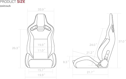 Miniatura 7 de Par universal de asientos de carreras serie V2 rojo PVC cuero gris malla brillante centro centro deportivo asientos reclinables