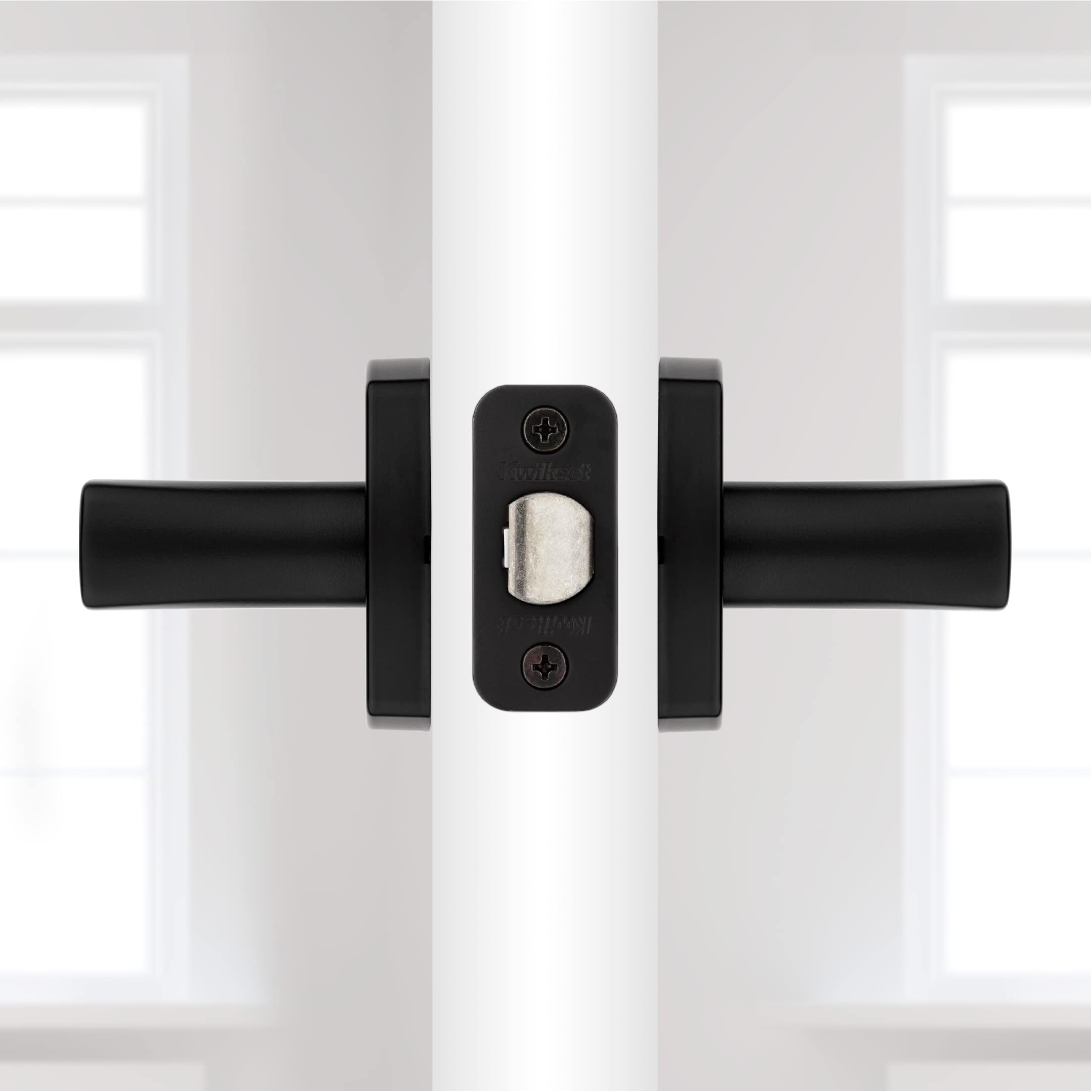 Non-locking Door Lever Kwikset Tripoli Matte Black Passage Door Handle ...