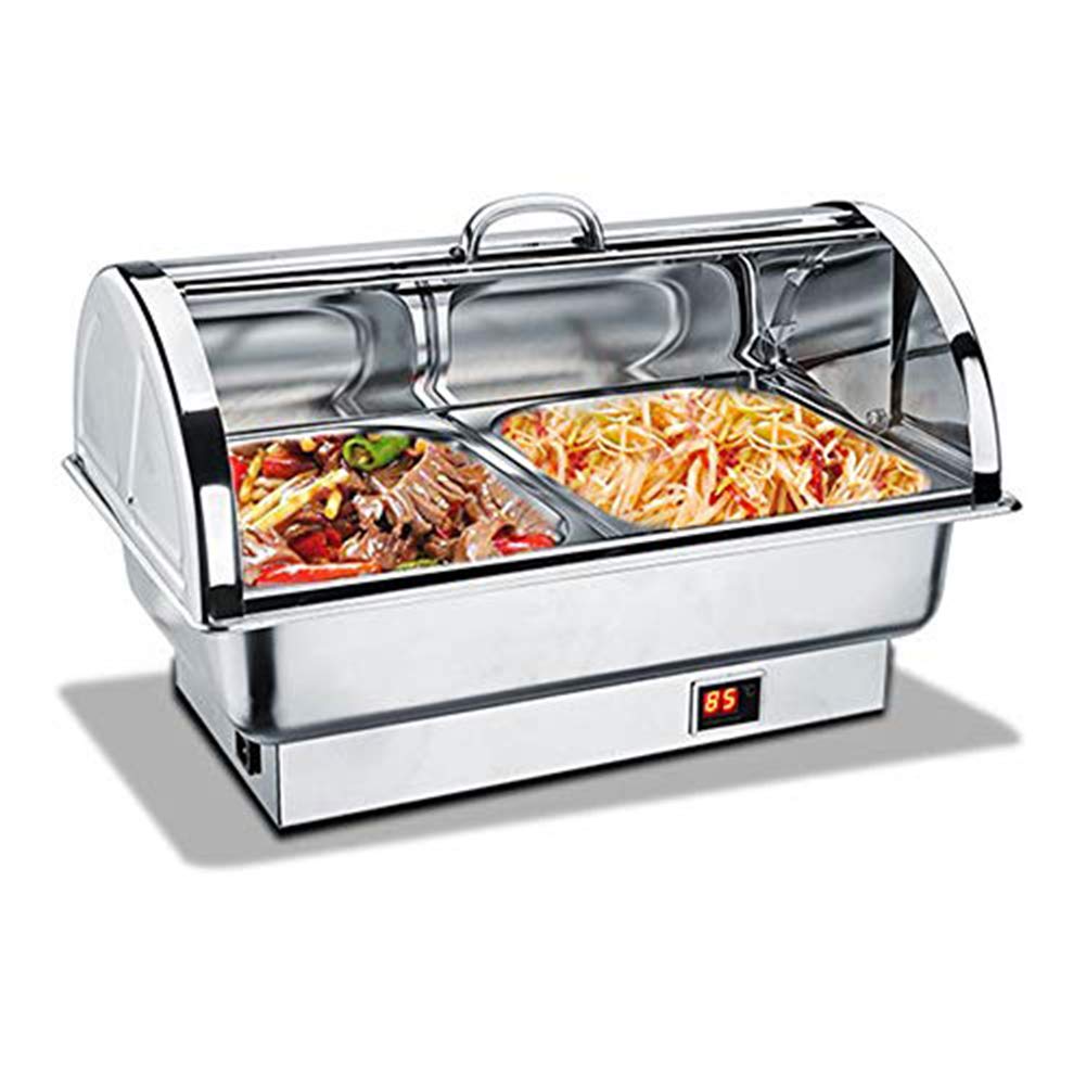 Scaldavivande in acciaio inox con vassoio riscaldante, scaldavivande commerciale per feste, eventi, catering, cene a casa, riunioni in ufficio, decorazione 1/1 GN