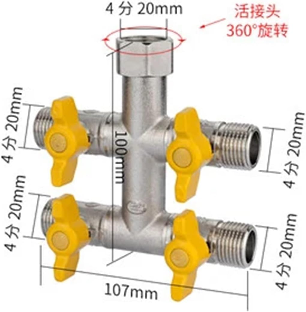 1 Inlet DN15 Brass Valve 3 Way Ball 4 shunt Manual Reset Natural Gas Angle(9)