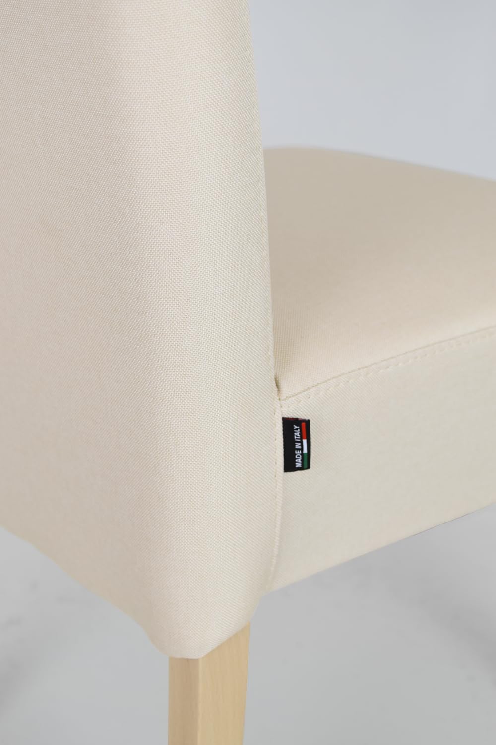 t m c s Tommychairs - Set 4 sillas Chiara para Cocina, Comedor, Bar y Restaurante, solida Estructura en Madera de Haya Color Natural y Asiento tapizado en Tejido Color Marfil