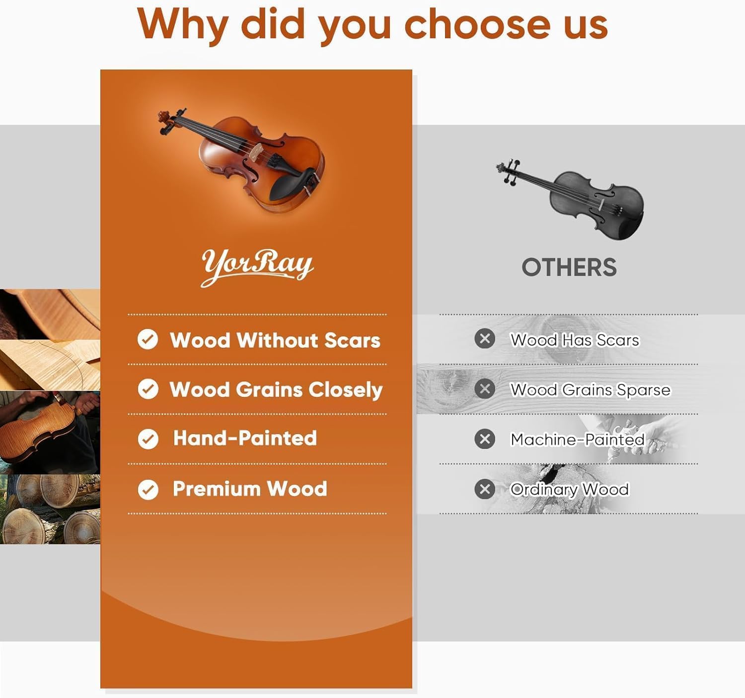 Violin 4/4 Full Size Kit for Adults Beginner, Violin Fiddle Set for Student with Rosewood Bow,Extra Strings&Bridge, Fingerboard Stickers, Shoulder Rest, Case,2 rosins(Plywood)