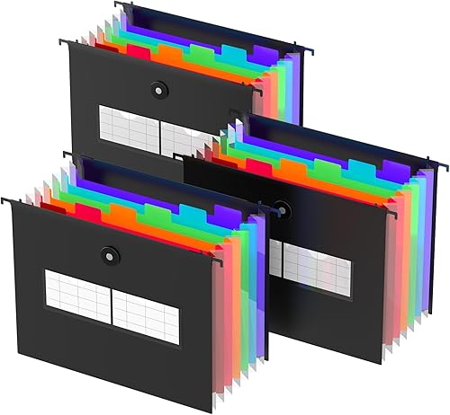 Carpetas colgantes de plástico expandibles, 7 bolsillos acordeanos, tamaño carta A4 para archivador, almacenamiento de archivadores, insertos